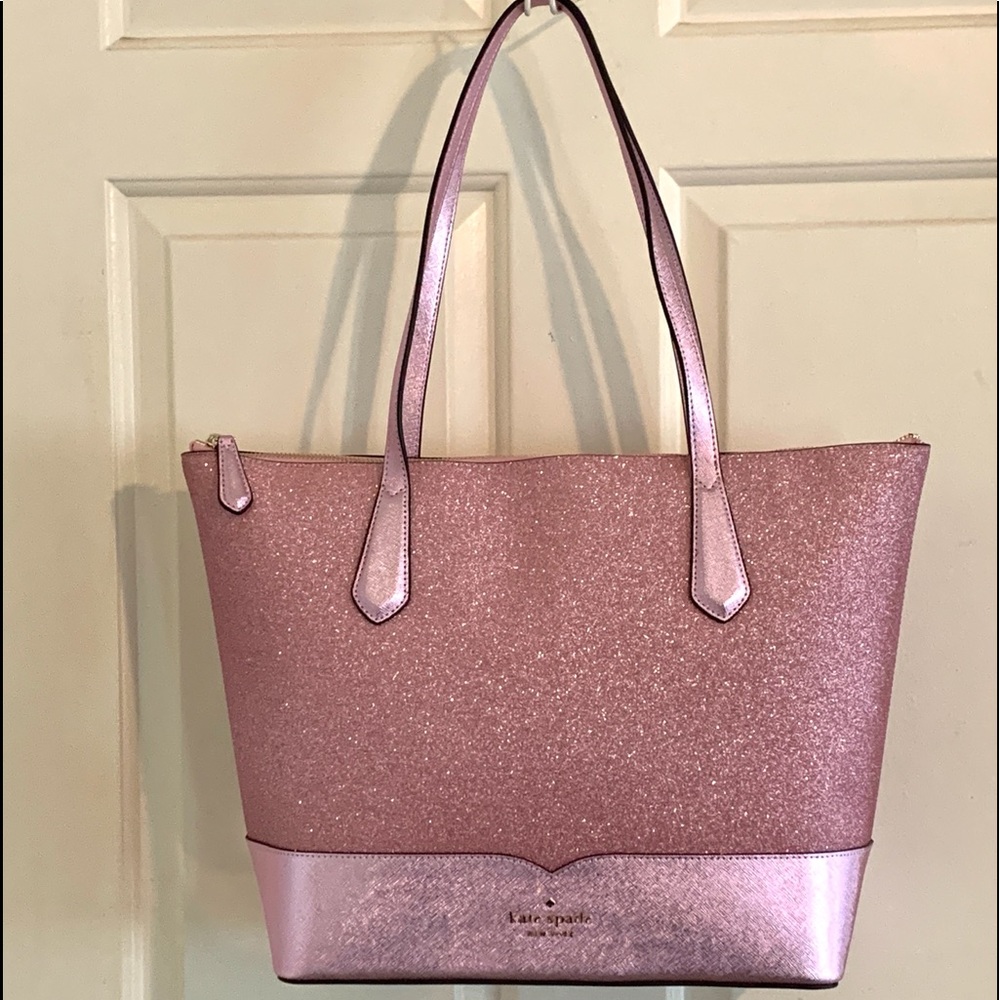 Kate Spade Large Lola Pink Glitter Tote